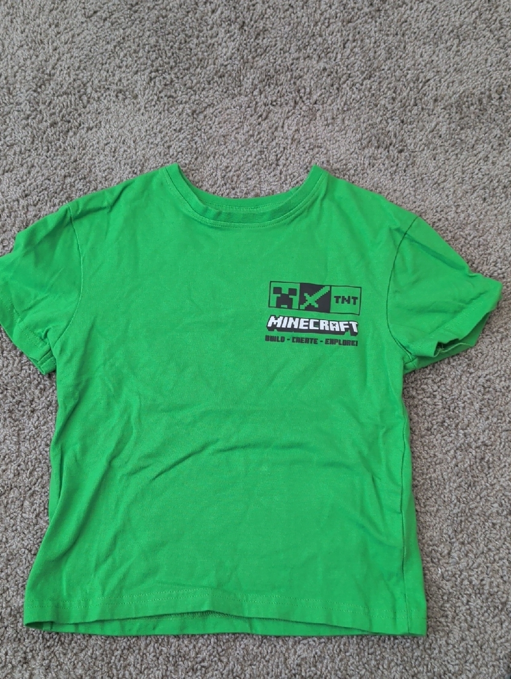 Minecraft Green Boys T-Shirt Size 6-7 Years